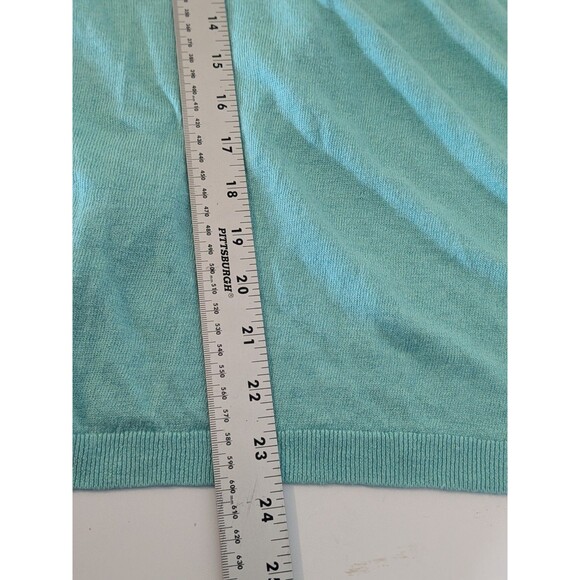 Banana Republic Linen Blend Blue Green knit sweater Size Med roll tab sleeves - Picture 6 of 6